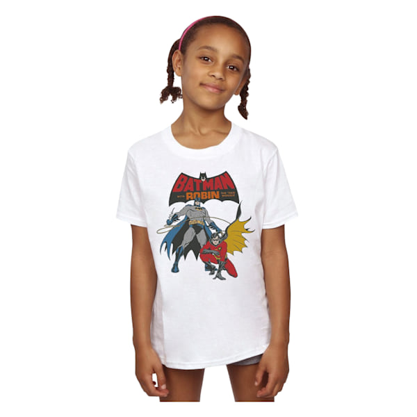 DC Comics Girls Batman And Robin Bomull T-shirt 12-13 År Vit White 12-13 Years