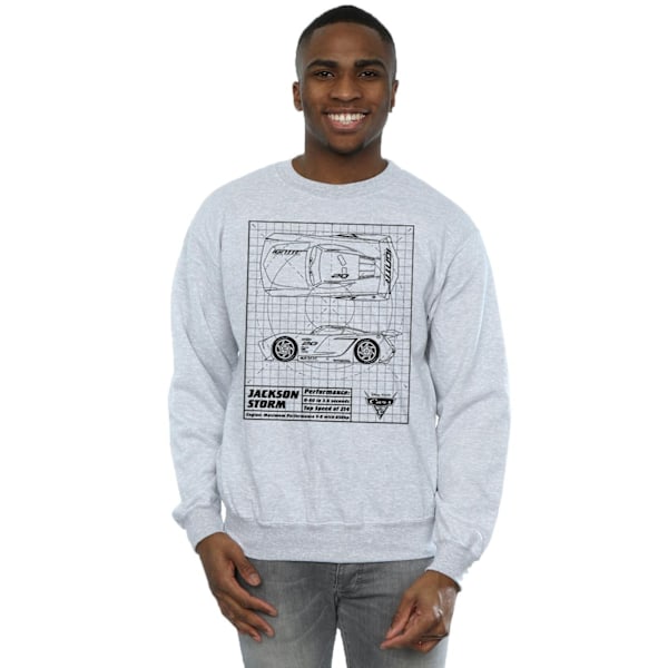 Disney Cars Jackson Storm Blueprint Sweatshirt 3XL Sports Grå Sports Grey 3XL