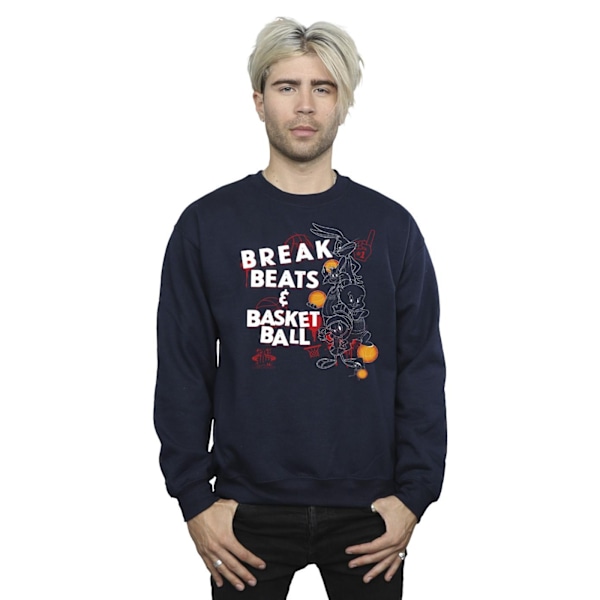 Space Jam: A New Legacy Mens Break Beats & Basketball Sweatshirt Navy Blue L