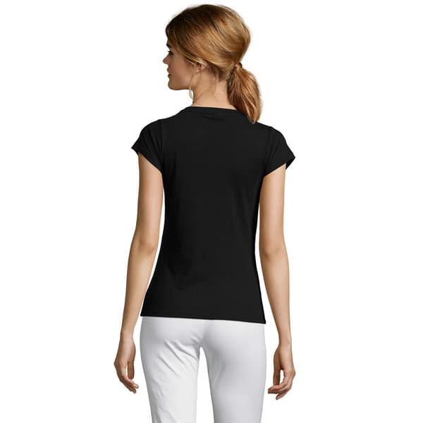 SOLS Dam/Kvinnor Moon V-ringad T-shirt M Deep Black Deep Black M