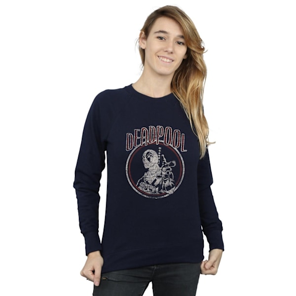 Marvel Dam/Damer Deadpool Vintage Circle Sweatshirt M Marinblå Navy Blue M
