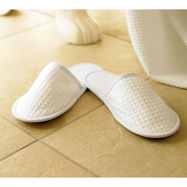 Handduk City Unisex Våffelmule Stängda Tofflor 4-7 Vita White 4-7
