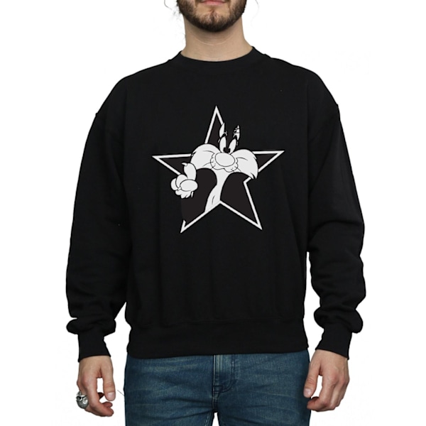 Looney Tunes Herr Sylvester Mono Star Sweatshirt M Svart Black M