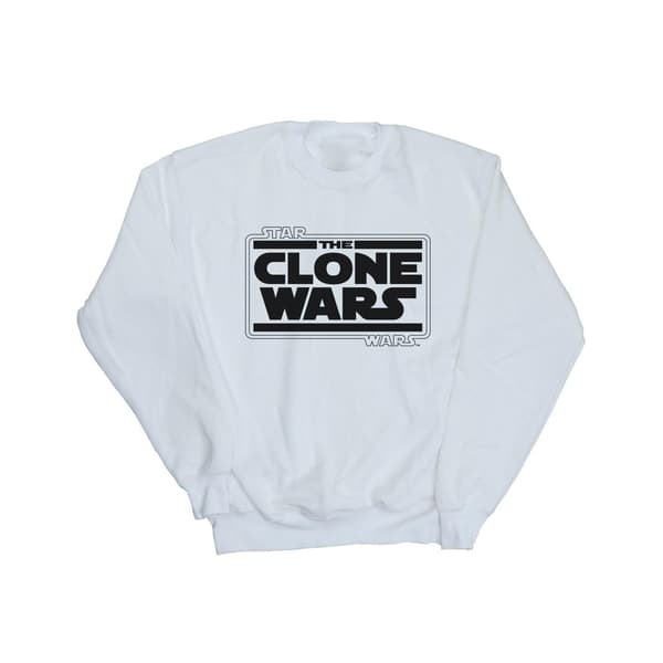 Star Wars Pojkar Clone Wars Logotyp Tröja 7-8 År Vit White 7-8 Years