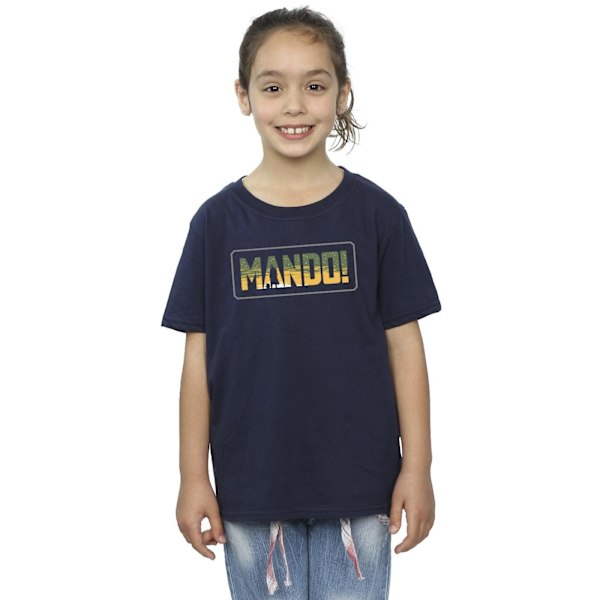 Star Wars Girls The Mandalorian Mando Cutout Bomull T-shirt 9-11 år Navy Blue 9-11 Years