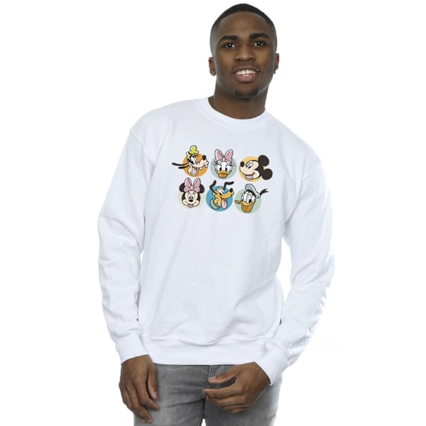 Disney Herr Mickey Mouse Och Vänner Ansikten Sweatshirt M Vit White M