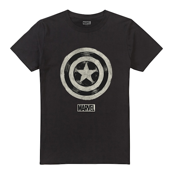 Captain America Herrarnas Kulspetspenna T-shirt Stor Svart Black L