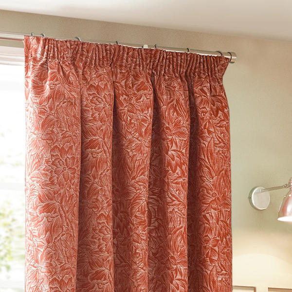 Wylder Nature Grantley Jacquard Pencil Pleat Gardiner 228cm x 2 Brick 228cm x 228cm