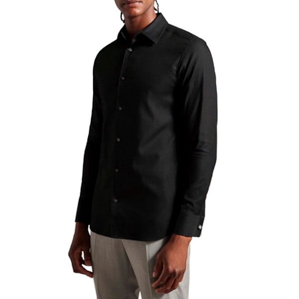Ted Baker Herr Lecce Texturerad Randig Långärmad Skjorta M Svart Black M