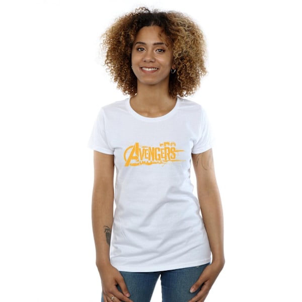 Marvel Dam/Kvinnor Avengers Infinity War Orange Logo Bomull T-shirt White XL