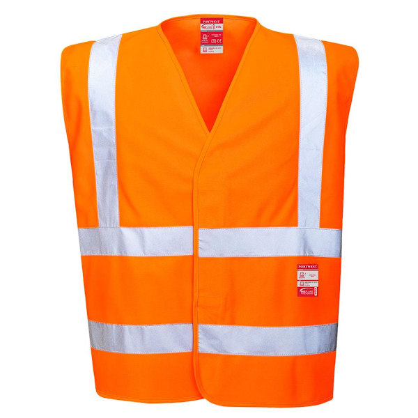 Portwest herr flamskyddad säkerhetsväst med hög synlighet L-XL orange Orange L-XL