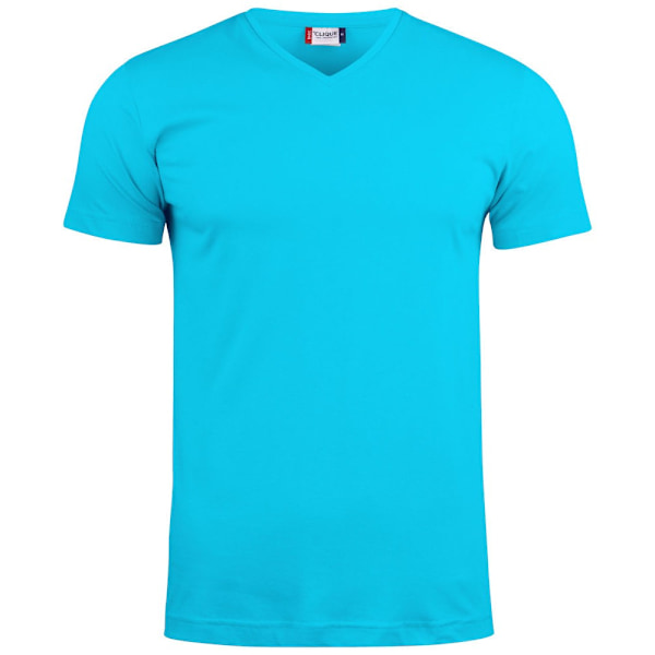 Clique Unisex V-ringad T-shirt i stickad bomull, L, turkos Turquoise L