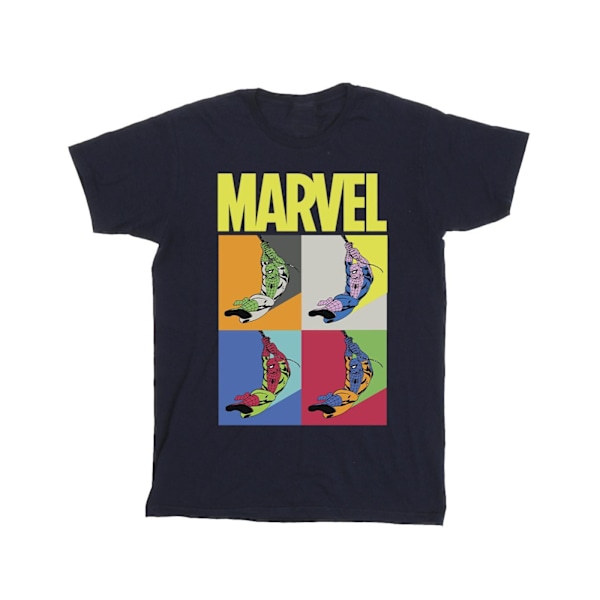 Marvel Girls Spider-Man Pop Art Bomull T-shirt 5-6 år Marinblå B Navy Blue 5-6 Years