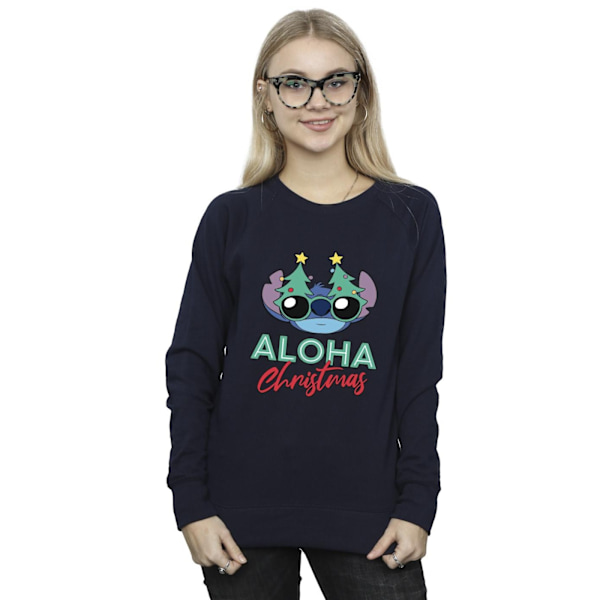 Disney Dam/Kvinnor Lilo Och Stitch Julgran Nyanser Tröja Navy Blue XL