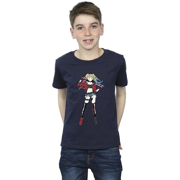 DC Comics Boys Harley Quinn Stående Pose T-Shirt 5-6 År Marinblå Navy Blue 5-6 Years