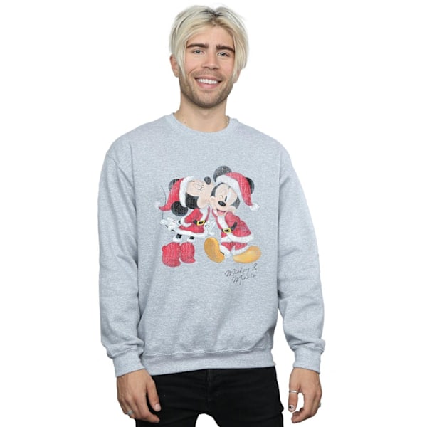 Disney Herr Mickey Och Minnie Julkyss Sweatshirt 3XL Spo Sports Grey 3XL