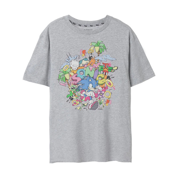 Sonic The Hedgehog Psykedelisk T-shirt för män M Gråmelerad Grey Marl M