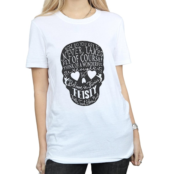 Disney Dam/Kvinnor Tinker Bell Skull Bomull Boyfriend T-Shirt White L