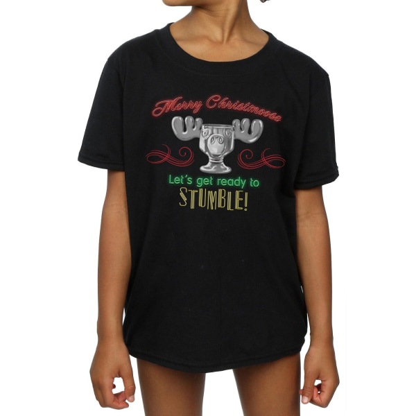 National Lampoon´s Christmas Vacation Girls Moose Head Cotton T Black 7-8 Years