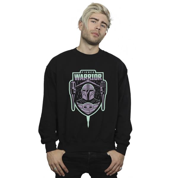 Star Wars Herr The Mandalorian Fierce Warrior Patch Sweatshirt Black L