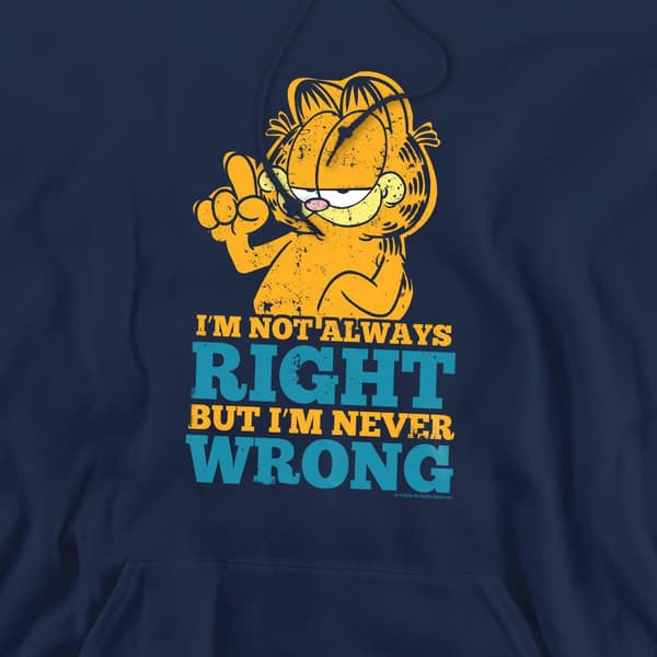 Garfield Herr Never Wrong Hoodie S Marinblå Navy S