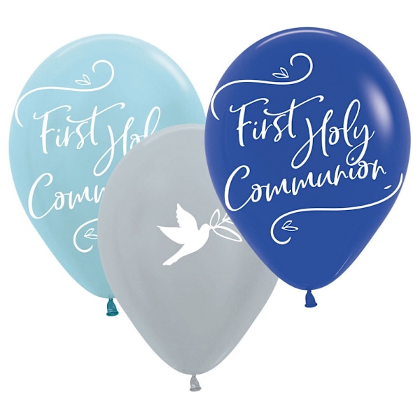 Amscan Latex Första Kommunion Ballong (6-pack) One Size Royal Blue/Soft Blue/Grey One Size
