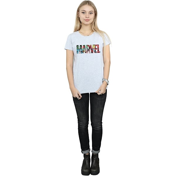 Marvel Dam/Damer Infill Karaktär Logo Boyfriend T-Shirt M Sports Grey M