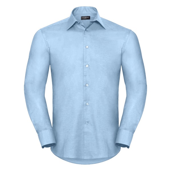 Russell Collection Herr Långärmad Easy Care Skräddarsydd Oxford S Oxford Blue 18inch