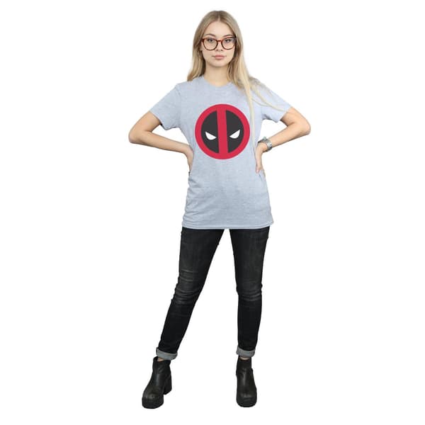 Marvel Dam Deadpool Stor Ren Logotyp Bomull Boyfriend Sports Grey M
