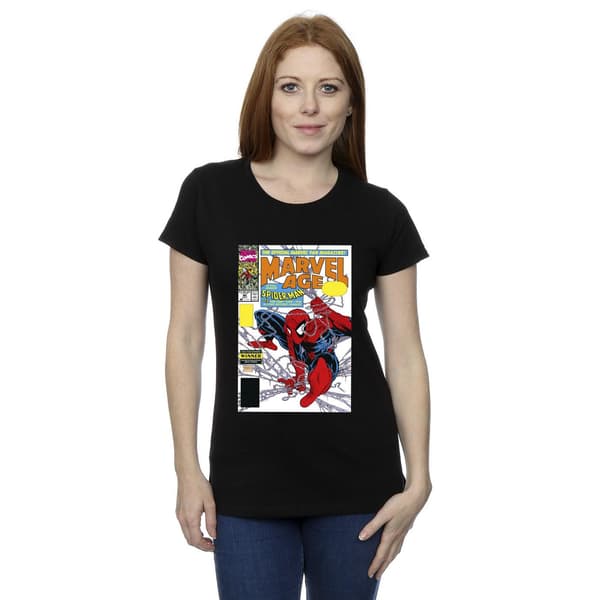 Marvel Dam/Dam Spider-Man Marvel Age Comic Cover Bomulls-T-shirt Navy Blue L