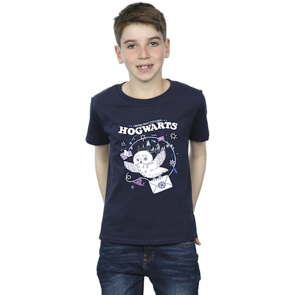 Harry Potter Pojkar Uggla Brev Från Hogwarts T-Shirt 12-13 År Navy Blue 12-13 Years