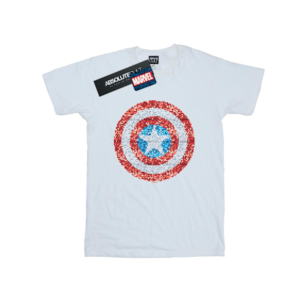 Marvel Dam/Damer Captain America Pixelated Shield Bomull Boyfriend T-Shirt S Vit White S