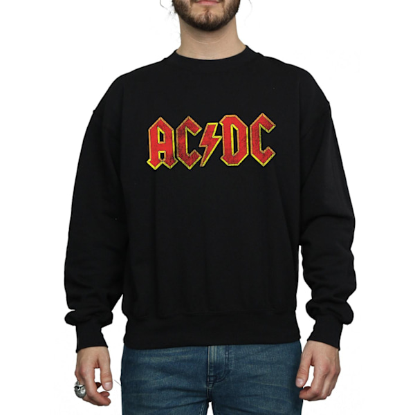 AC/DC Herr Distressed Logo Bomullströja S Svart Black S