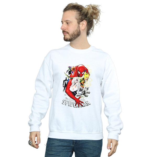 Marvel Herr Spider-Man Villains Cover Sweatshirt 3XL Vit White 3XL