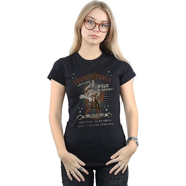 Looney Tunes Dam/Damer Wile E Coyote Gitarr Bomull Pojkvän Black 3XL