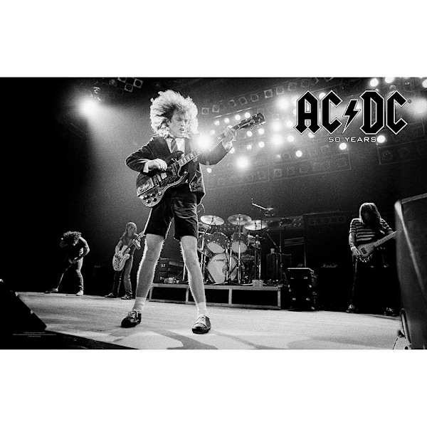 AC/DC 50 år Textil Affisch One Size Svart/Vit Black/White One Size