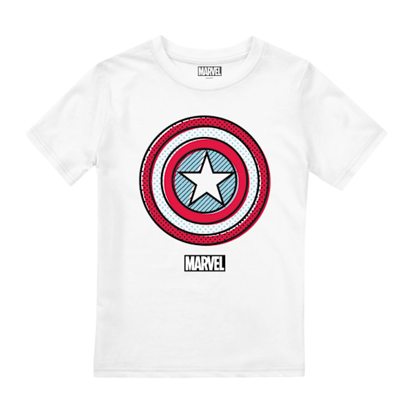 Captain America Barn/Kids Ziptone Sköld T-shirt 7-8 År White 7-8 Years