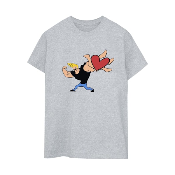 Johnny Bravo Dam/Damer Hjärta Present Bomull Boyfriend T-shirt Sports Grey L