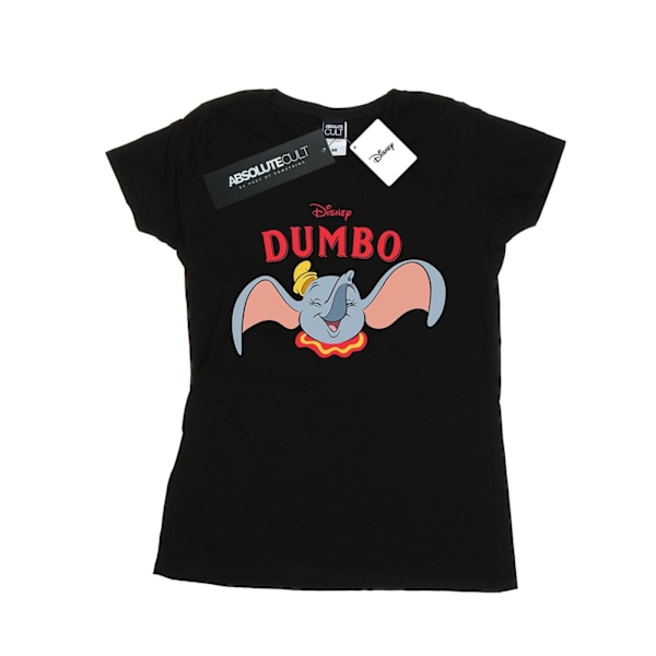 Disney Dam T-shirt i bomull med Dumbo-leende, XL, svart Black XL