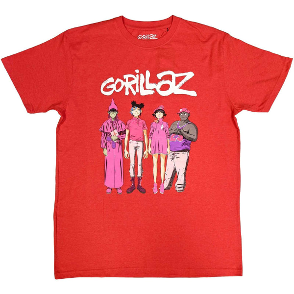 Gorillaz Unisex Adult Cracker Island Standing Group T-Shirt XXL Red XXL