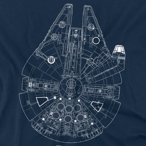 Star Wars Unisex Vuxen Millenium Lines T-shirt L Marinblå Navy L