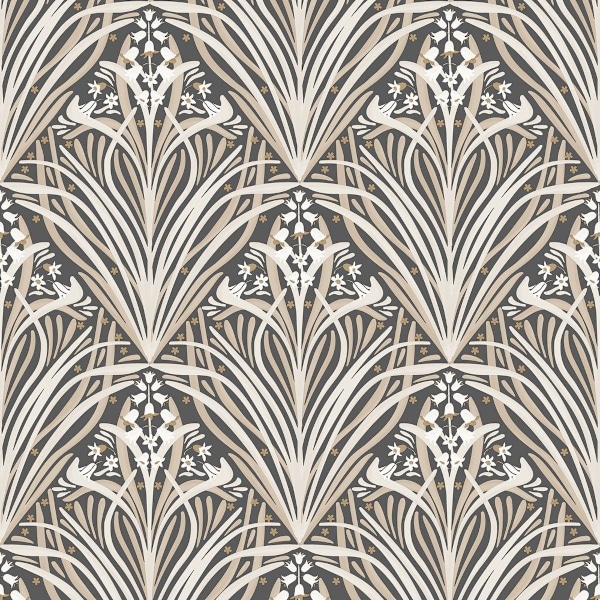 Muriva Elegance Bellflowers Tapet 10m x 53cm Kol/Kräm Charcoal/Cream 10m x 53cm