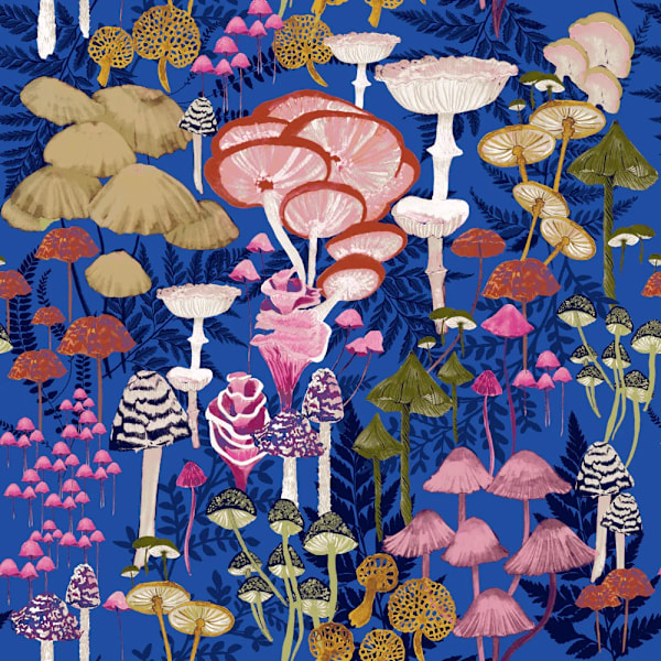 Furn Amanita Mushroom Påslakan Set Enkelsäng Koboltblå Cobalt Blue Single