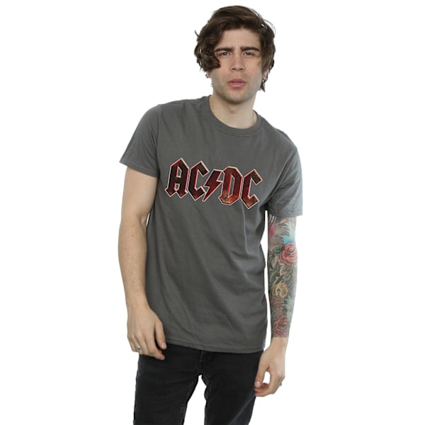 AC/DC Herr Raw Distressed Logo T-Shirt M Charcoal Charcoal M