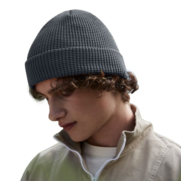 Beechfield Cuffed Organic Cotton Waffle Beanie One Size Graphit Graphite Grey One Size