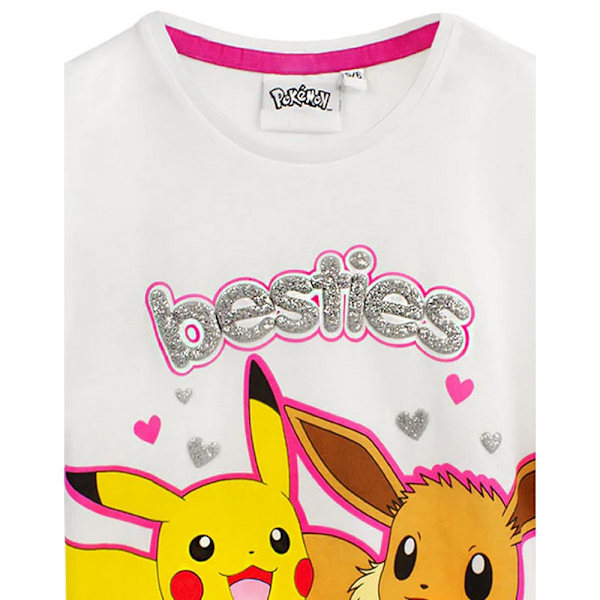 Pokemon Girls Besties Pikachu & Eevee Frill Lång Pyjamas Set 5-6 White/Pink 5-6 Years