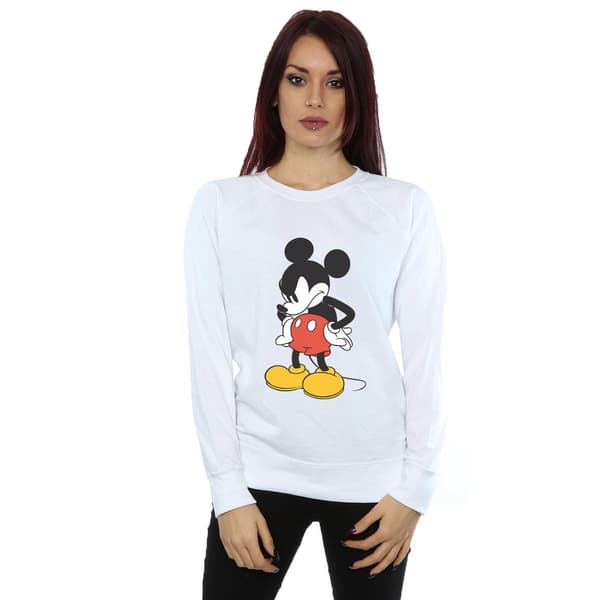 Disney Dam/Kvinnor Mickey Mouse Arg Blick Ned Sweatshirt M White M