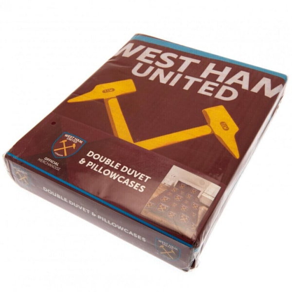 West Ham United FC Vändbar Påslakan Set Enkelsäng Claret Röd Claret Red/Sky Blue Single
