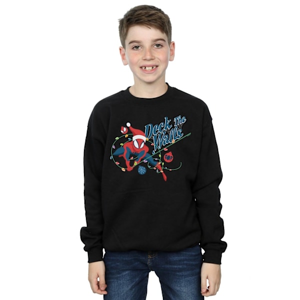 Marvel Boys Spider-Man Deck The Walls Sweatshirt 9-11 år Bla Black 9-11 Years