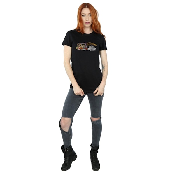 The Flintstones Dam/Damer Familjebil Distressed Bomull Boyfriend T-Shirt Black L